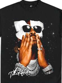Vintage Rap T-Shirt Hip Hop Graphic Hoodie Merch Sweatshirt Rap Hip Hop Music Shirt - Black - View 1