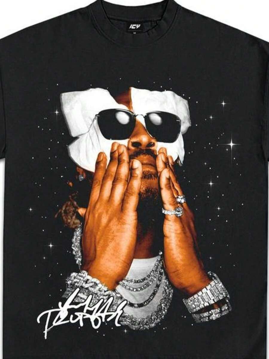 Vintage Rap T-Shirt Hip Hop Graphic Hoodie Merch Sweatshirt Rap Hip Hop Music Shirt - Black - View 1