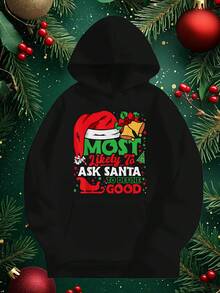 Men-S And Women-S Soft Fabric Pullover With Santao Graphic Pocket Sweatshirt - Christmas Ask Santao Define Good Design, Hine Washable Casual Sweater For And Clubs Events, Mature St_865 - Đen 13 - Xem 1