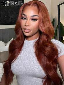 OQ Hair Body Wave Hair Reddish Brown Color 180% 16-28 Lnch Pre-Plucked 7x5 Transparent Lace Closure Wigs Wear And Go Glueless Wigs Natural Hairline Beginner Friendly Travel Festival Prom Outdoor Gifts For Women - S33 - View 3