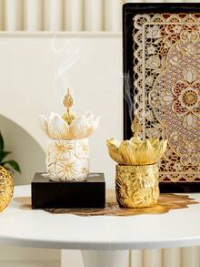 Incensário de resina em formato de flor (1 unidade) - Design criativo, ornamento de mesa requintado, estilo árabe do Oriente Médio, ideal para sala de estar, sala de família, escritório, meditação, decoração de festas e uma ótima opção de presente. - Multicolorido - Ver 9