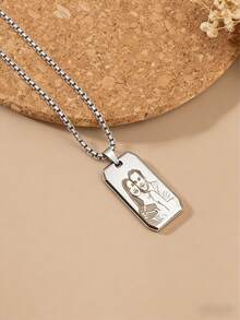 Customized Fashion Photo Necklaces - Square Buckle With Slanted Edge, Thick Style - View 4