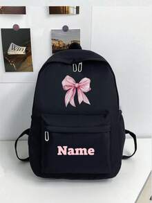 Customized Backpack, Ideal For Students Or Everyday Use; Fashionable And Versatile, Made Of Durable Nylon Material; Can Be Personalized With Name Or Holiday Greetings; Suitable For Both Men And Women; Elegant And Simple Design, Soft And Comfortable; Vibrant Colors; Adorable And Charming; Perfect For Casual Wear; Unique Personalized Gift For Family And Friends. - Black - View 15