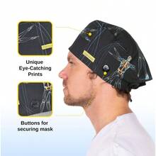 Gorra de trabajo negra, cmoda y transpirable para hombres y mujeres, larga estetica para la cabeza - Tallanica Da Vinci - Ver 2