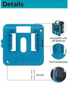 10pcs/5pcs/1pc Makita Battery Holder Wall Mount, Compatible With Makita 18V Lithium Batteries (BL1860 BL1850 BL1840 BL1830), Heavy Duty Garage Workshop Battery Organizer, Easy To Install - Multicolor - View 4