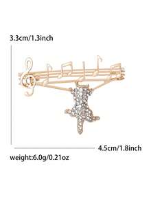 Luxury Rhinestone Music Note Cat Brooches - Animal Pins For Women Unisex Casual Party Jewelry Accessories / Friends Gifts Badges Decoration - Cat - View 8