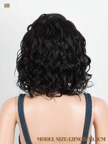QVR QUEEN VIRGIN REMY QVR 100% Human Hair Curly Wavy Lace Front Bobo Wig, Side Part, Pre-Plucked, 150% Density, Transparent Lace Front Bobo Wig, Deep Lace Parting, Gift For Family And Friends, Gift For Mom - S1 - View 2
