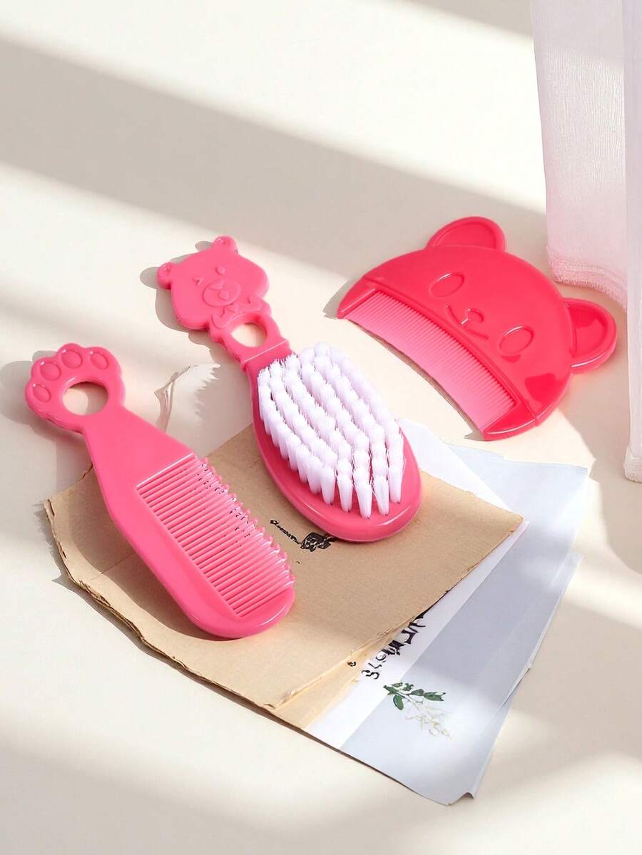 Baby Grooming Set, Bear Shaped Baby Comb For Removing Vernix, Newborn Cradle Cap Removal, Soft Hair Brush For Baby Bath And Head Care, Comb, Bath Brush