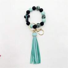 EBUDAE 1pc Silicone Cross Beaded Bracelet Keychain, Creative Wristband Keyring Accessory For Women, Girlfriend Gift, Sister Gift, Mother's Day Gift, Suitable For Daily Wear - Multicolor - View 10