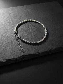 1 pieza Brazalete de cadena de cuerda retorcida de acero inoxidable para hombres, regalo simple y genial