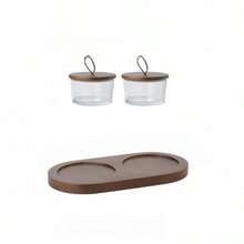 一套带盖玻璃水果托盘，日式风格，适合盛放干果/坚果/茶叶/咖啡豆/水果/零食，适用于客厅/餐厅/办公室/咖啡厅/餐馆 - 棕色 - 查看 15