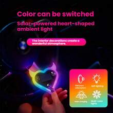 3.7V+300mAh Solar Powered Heart-Shaped Neon LED Light, Wireless Atmosphere Decoration Suitable For Car Rear Window, Best-Selling Car LED Window Glowing Heart-Shaped Atmosphere Light, Solar Powered Car Interior Neon USB Decorative Light - Multicolor - View 10
