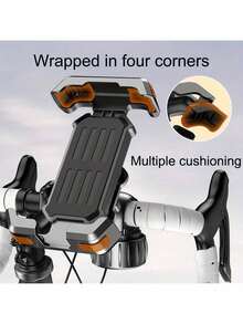 30秒免工具安装摩托车手机支架 - 专业防震车把夹，适用于4至17.78厘米的手机，360度兼容，适用于探险和旅行摩托车，不含电池