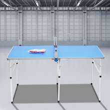 Klapptischtennis Ping Pong Tischset mit Bällen, Schlägern und Netz, 9,84 * 29,92 Zoll Tisch, Einfach zu Tragen und Platzsparend, Gefaltete Größe: 29,92 * 29,92 * 2,55, Geeignet für Innen- und Außenbereich, Blau - Blau - Übersicht 10