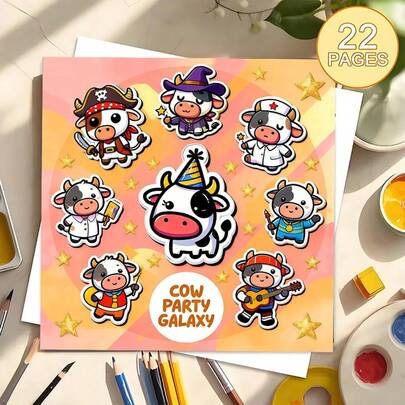 Whispers Of Cow Costume Carnival: A Coloring Ode To Cosplay Cow Charm,(22-Page Upgraded Thick Paper) Coloring Book, Valentine's Day, Birthday, And Other Festivals. Painting And School Supplies, Books, Coloring Books, Halloween, Back-To-School Gifts, Colorful Books, Adults, Christmas Gifts, Art Supplies, Art Supplies, DIY Creative Leisure, Graffiti Art Books.