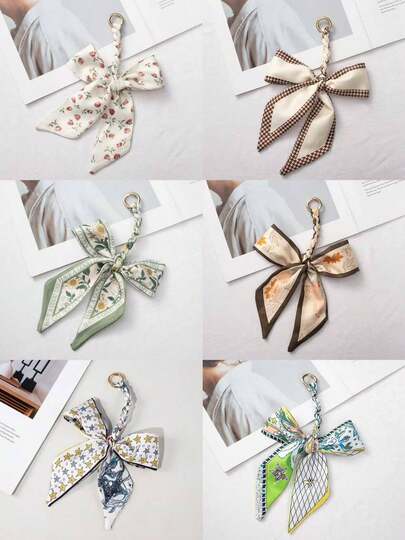 Llavero de lazo de bufanda tejida a mano, colgante versátil para bolso, decoración con letra