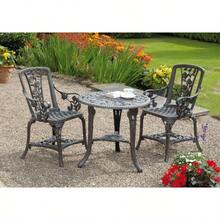 3pcs Rose Garden Bistro Set – Table & 2 Chairs - Bronze - View 6