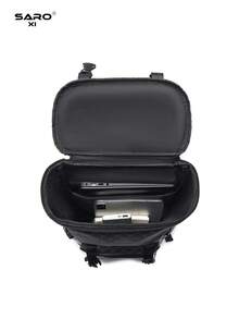 1pc Men Fashion Backpack, Casual Daypack With Printing, Large Capacity Travel Laptop Rucksack, Hiking Backpack With Zipper, PVC Black Bag, Gift For Men, Men's Accessories Laptop Bag For Men Office Bag - Black - View 11