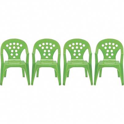Lightweight Stacking Play, Study Or Dining Kids Chairs - Made In Italy - 4 Chairs - Brilliant Colors - Bright Green