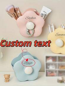 [Customizable] Floral Shaped Storage Box, Desktop Organizer, Available In Yellow/Blue/Green, Suitable For Storing Makeup Brushes, Stationery, Or Small Accessories, Keeps Desk Tidy And Personalized - Multicolor - View 2