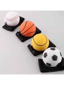 1个新奇橡胶腕部回弹球，直径63毫米，高弹力手抛弹力球，带腕带，万圣节和圣诞节礼物，青少年弹性PU训练球，腕带套装 - 户外游戏和运动投掷和弹跳练习套装，包含棒球、足球、篮球、网球器材，手眼协调训练球 - 多色隨機 - 查看 7