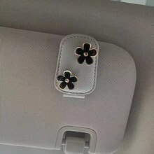 1个花朵造型汽车遮阳板眼镜夹，时尚汽车太阳镜收纳夹，太阳镜架，卡片夹，汽车遮阳板配件，汽车内饰装饰