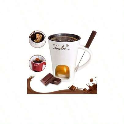 NEWChocolate Fondue Mugs Contain Fondue Bliss Cup Forks Chocolate Melting Cup Mini Chocolate Fondue Set Without Tealights Fondue Cups With Forks For Date Night Birthday Wedding Gifts White Red Black