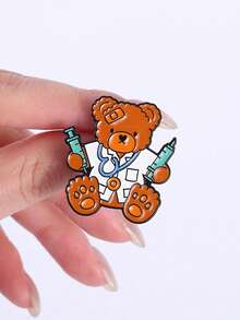 2pcs Medical Bear Enamel Needle Cartoon Animal Brooch Collar Badge Jewelry Gift For Friends - Multicolor - View 4