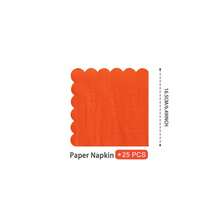 橙色花瓣形一次性餐盘、餐巾纸、纸杯 - 25人派对用品套装，一次性纸盘，适用于生日、婚礼、主题派对、家庭野餐 - 彩色 - 查看 10