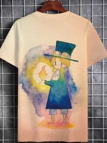 Men's Full-Body 3D All-Over Print T-Shirt With Watercolor Hat Design - Lightweight Short Sleeve Round Neck Summer Casual & Wear, All-Over Color For Themed Events, Machine Washable (Compatible For & Everyday Outfits) - Stylish Male, PLUS SIZE - Màu sắc hỗn hợp - Xem 4
