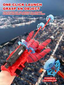 8pcs Red Spider Web Shooter Toy Set, Soft Suction Cup Launcher, Superhero Spider Web Blaster Toy For Kids, Wrist Toy Kit, Fun Slingshot Toy, Superhero Role Play Novelty Toy, Fabric Glove Wearable Toy, Spider Toy With String, Gripping Toy, Cool Launching Toy, Spider Web Shooting Toy - Multicolor - View 3
