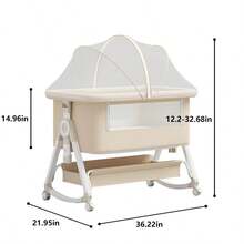 5 In 1 Baby Bassinet Bedside Sleeper, Convertible Baby Crib With Rocking Mode, Wheels And Adjustable Height, Foldable Bassinet With Storage Basket - Apricot - View 4