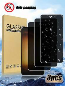 3pcs Anti-Spy Tempered Glass Screen Protector, Privacy Protection Film Compatible With Samsung S20 FE/A14/A15/A25/A35/A34/A54/A05s/A55/A07/A17 Series - Black - View 2