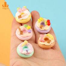 10个混合亮泽奶油甜甜圈DIY奶油凝胶手机壳、发夹、手机挂饰、吊坠配件 - 奶油甜甜圈 - 查看 9