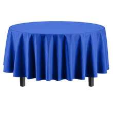 12-Pack Premium Plastic 84-Inch Round Tablecloth - Dark Blue - 深藍色 - 查看 3