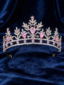 1pc Blue Sapphire Themed Headpiece, Visually Fresh And Bright, Suitable For Fairy-Tale Style, With Golden Frame, Paired With Blue Sapphire Droplets And Full Rhinestone Accents, Featuring Leaf Texture Design, Combining Elegance And Ethereal Charm, Suitable For Children/Teenage Girls' Birthday, Party, Photography, Cosplay (E.G. Ice Princess Character) - Multicolor - View 8