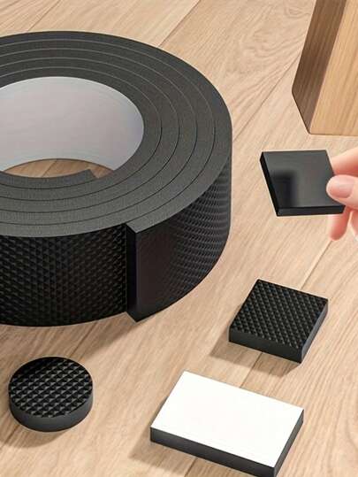 A Black, Cuttable, Silent, Non-Slip Pad For Table And Chair Legs, Thick And Noise-Reducing, Suitable For General Use On Dining Tables, Chairs, And More. It Serves As A Furniture Floor Protector, Chair Leg Pad, Floor Protection Mat, Chair Glide