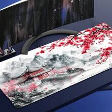 1 件装大号桌面垫，饰有山水梅花美景，多种尺寸可选；加长型游戏鼠标垫，底部防滑，边缘缝合，适用于电脑、办公、键盘、笔记本电脑。 - 豐富多彩的 - 查看 6