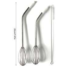 Metal Mixing Whisk And Silicone Straw Combo 2 In 1 Multi Function Stirring Tool For Kitchen Cocktail Camping Use - Multicolor - View 13