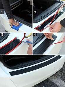 通用型后备箱门槛保护条 - 高强度橡胶后保险杠保护条，防刮擦，防撞击 - 易于安装的后备箱边缘装饰条，汽车配件，也是送给汽车爱好者的趣味礼物 - A - 查看 4