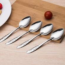 10pcs Stainless Steel Serving Spoons Cutlery Set, Coffee Spoon, Dessert Spoon, Salad Spoon,Suitable For Household, Hotel, Wedding And Party,Kitchen Essentials Home Dishes Set - 銀色 - 查看 3