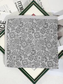 1pc Men's Fashion Classic Paisley & Cashew Flower Pattern 68cm Velvet Square Scarf/Shawl, Suitable For Casual Outings And Matching - A - View 14