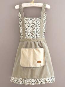 1pc Simple Fashion Floral Sleeveless Apron Durable Polyester Pocket Design Breathable Anti-Deformation Kitchen/Bathroom/Housework/Party Mother's/Father's Day/Graduation Practical - Multicolor - View 9