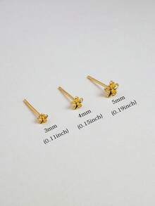 3件套精致迷你花朵耳钉，14K镀金耳钉，耳骨耳钉，适合3个耳洞佩戴，适用于婚礼、订婚、周年纪念、派对等场合，也是情人节、母亲节的理想礼物 - 单面耳钉 - Gold-8#-3/4/5mm - 查看 2