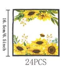 7/9英寸向日葵边一次性餐盘套装，派对餐盘，一次性纸盘，杯子，餐巾纸，适用于婚礼、订婚、生日、婚宴餐具 - 彩色 - 查看 9