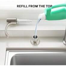gjgfhSAMODRA - Dispensador de jabón integrado para fregadero de cocina níquel cepillado con botella grande de loción PET de 12 oz recambio desde la parte superiorbnvng - Nquel Cepillado - Ver 4