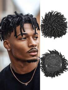 1 Stylish Black Curly Braided Wig - Short Synthetic Half-Head Wig, Easy-To-Wear Clip-On Braid, Heat Resistant, Suitable For People With Thinning Hair And Festive Celebrations, Wig Accessories, Unisex - Multicolor - View 14