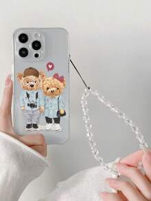 1pc Detailed Painted Thick Shockproof Protective Phone Case With Handmade Beaded Bracelet Strap, Compatible With IPhone 16/16 Pro/16 Plus/16 Pro Max, 15 Pro Max, 13, P14, P11, XS, XR, 7/8, P, 7/8 Plus, S2, A50, A12, A32, A52, A72, A51, A21S, A13, A14, S22 Ultra, S23, A33, A53, S20 FE, Redmi 11, 12 Pro, 12/12X, Note 11, 9A, 9C, Poco X3 NFC, Redmi 10, 9, Note 9, 12C, Note 11 Pro, Redmi 10C, Note 8 Pro - Multicolor - View 2