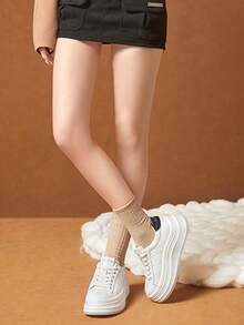 CAMEL CROWN 女士休闲运动鞋，白色新款秋季百搭透气厚底坡跟休闲运动鞋 - 白/黑 - 查看 2