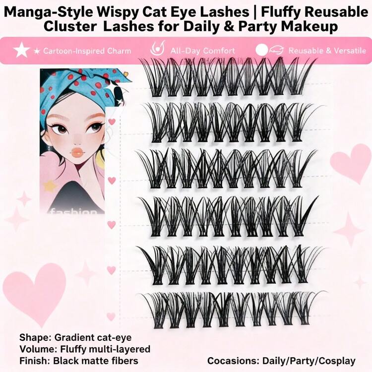 60PCS Individual Lash Clusters Large Capacity Lash Clusters Natural Look&Thick&Wispy&Ultra Soft&Light Reusable Individual Segmented False Eyelashes Eyelash Extension Kit Suitable Travel, Daily Wear Beginners, Weddings, Dates, Parties, Festivals, Very Suitable/Halloween/Eyelash Bundles - 黑色 - 查看 3